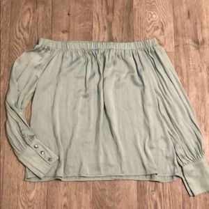 Sea foam off shoulder blouse